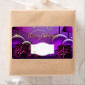 クリスマスギフトラベルパープルホワイトクリスマス ラベル (インサイチュ)