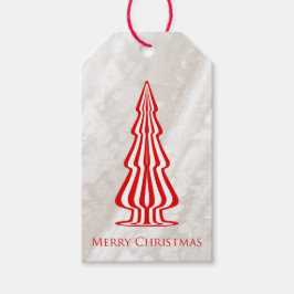 クリスマスギフトラベル赤と白の木のテクスチャ ギフトタグ