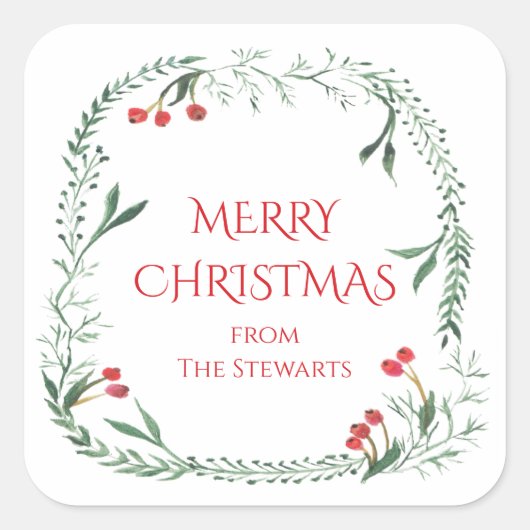 クリスマスギフトラベル、ギフトラベル、ホリディトリート スクエアシール (正面)