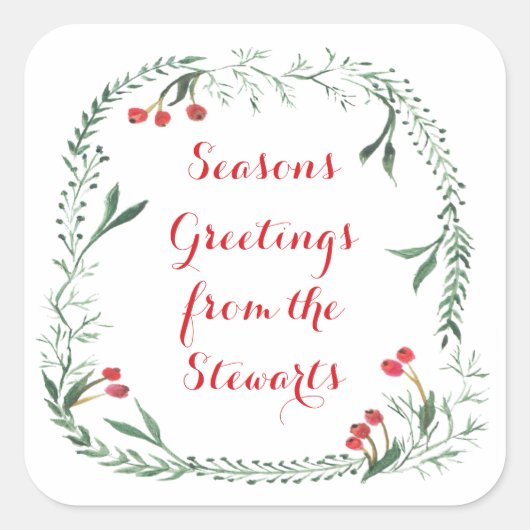 クリスマスギフトラベル、ギフトラベル、ホリディトリート スクエアシール (正面)