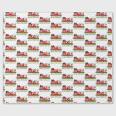 クリスマスギフトリボン弓と松の針枝 ラッピングペーパー (フラット)