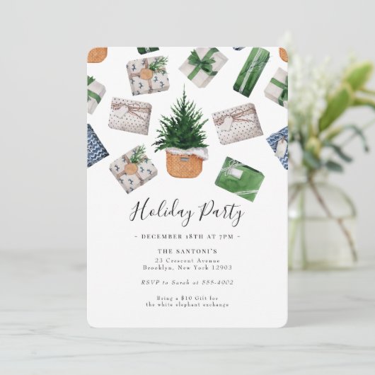 クリスマスギフト交換ホリデーパーティー 招待状 (スタンド正面)