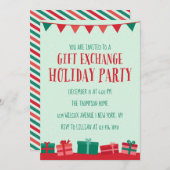 クリスマスギフト交換ホリデーパーティー 招待状 (正面/裏面)