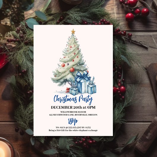 クリスマスギフト交換ホリデーパーティー 招待状