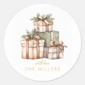 クリスマスギフト交換ホワイトエレファント ラウンドシール (正面)