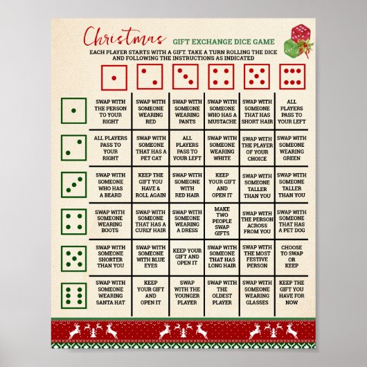 クリスマスギフト交換ロールダイスゲーム ださいセーター ポスター (正面)