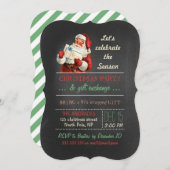 クリスマスギフト交換ヴィンテージサンタチョークボード 招待状 (正面/裏面)
