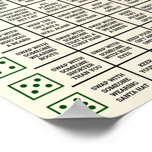 クリスマスギフト交換転がサイコロゲームのプレイドサイン ポスター (角)