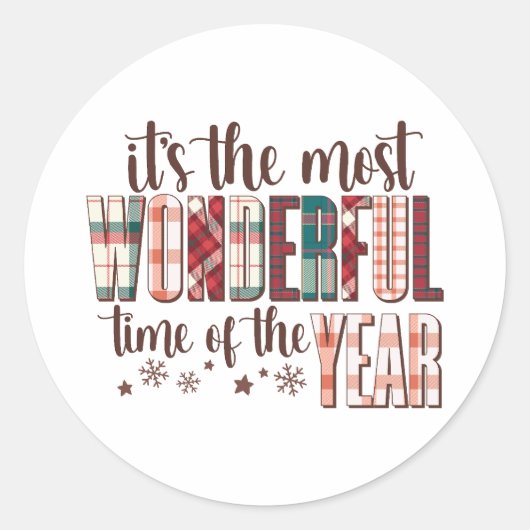 クリスマスギフト今年で最も素晴らしい時間 ラウンドシール (正面)