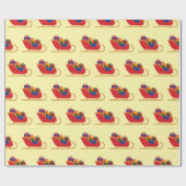 クリスマスギフト付きサンタのそりイエローシームレス ラッピングペーパー (フラット)