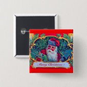 クリスマスギフト付きサンタヴィンテージ 缶バッジ (正面&裏面)
