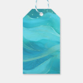 クリスマスギフト写真ラベルブルーウェーブ ギフトタグ (裏面)