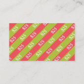 クリスマスギフト券赤緑のリボン25ドル 割引カード (裏面)