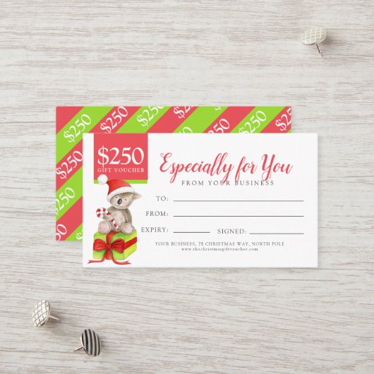 クリスマスギフト券250ドル 割引カード (正面/裏面インサイチュ)