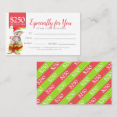 クリスマスギフト券250ドル 割引カード (正面/裏面)