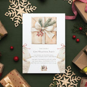 クリスマスギフト包装シンプルパーティー水彩 招待状