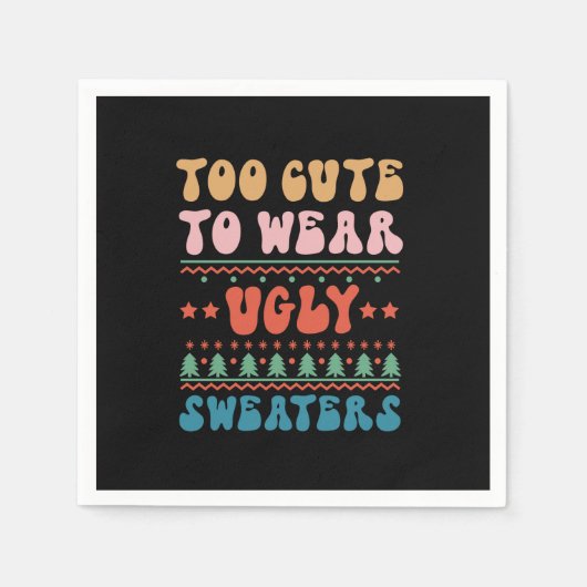 クリスマスギフト可愛すぎる衣服醜いセーター スタンダードカクテルナプキン (正面)