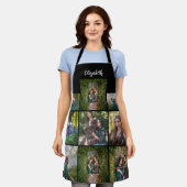 クリスマスギフト名前をカスタムするフォトコラージファミリー エプロン (着用した状態)