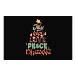 クリスマスギフト喜び希望ラブピースクリスマスツリー フォトプリント