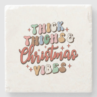 クリスマスギフト太い太い太い太い腿とクリスマスビーブ ストーンコースター