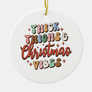 クリスマスギフト太い太い太い太い腿とクリスマスビーブ セラミックオーナメント