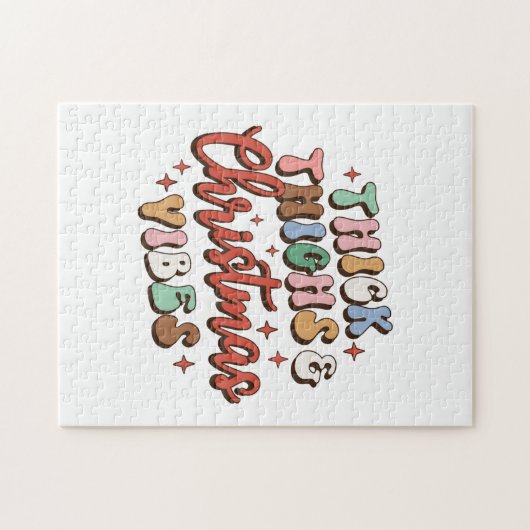 クリスマスギフト太い太い太もももの及びクリスマスの雰囲気 ジグソーパズル (横)