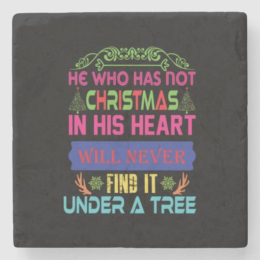 クリスマスギフト彼はクリスマスではない ストーンコースター (正面)