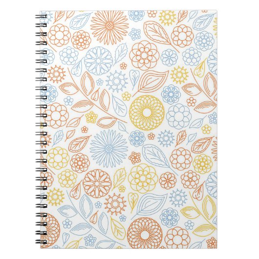 クリスマスギフト抽象芸術花オン白 ノートブック (正面)