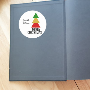 クリスマスギフト明るいシンプルクリスマスツリー蔵書票 ラウンドシール