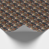 クリスマスギフト暖炉が飾られる秋田犬 ラッピングペーパー (角)