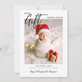 クリスマスギフト書道モダンかわいいベビー写真 シーズンカード (正面)