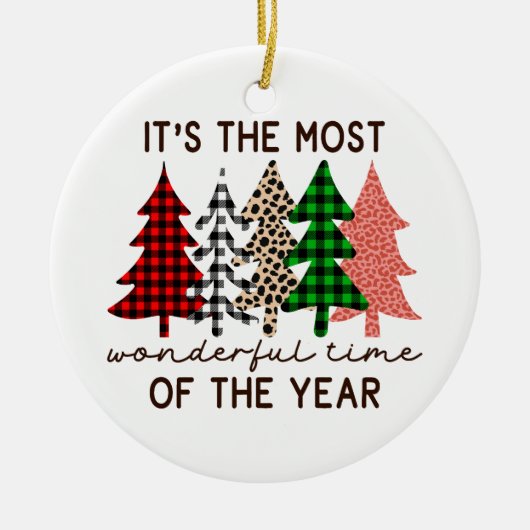 クリスマスギフト最も素晴らしい時期 セラミックオーナメント (正面)
