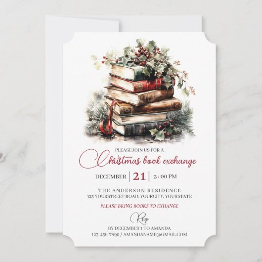 クリスマスギフト本交換パーティー 招待状 (正面)