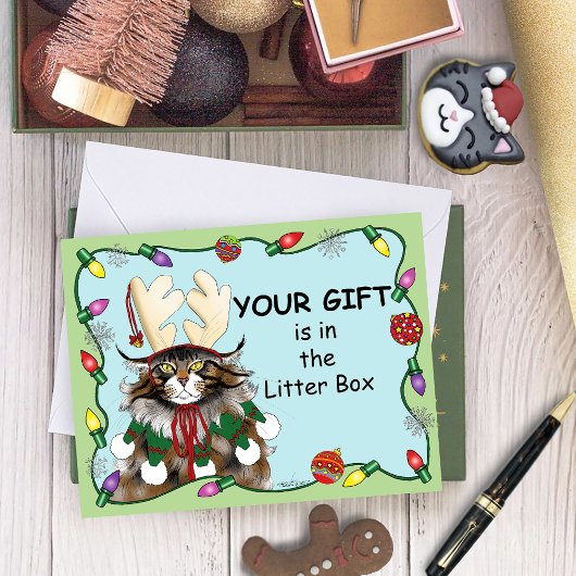 クリスマスギフト猫グリーンおもしろい カード