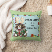 クリスマスギフト猫グリーンおもしろい クッション (ブランケット)