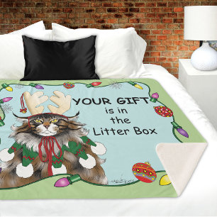 クリスマスギフト猫グリーンおもしろい シェルパブランケット