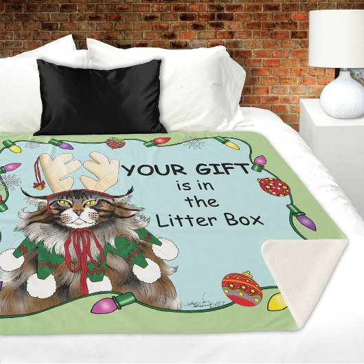 クリスマスギフト猫グリーンおもしろい シェルパブランケット