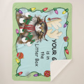 クリスマスギフト猫グリーンおもしろい シェルパブランケット (正面)