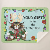 クリスマスギフト猫グリーンおもしろい シェルパブランケット (正面(横))