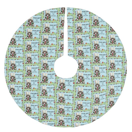 クリスマスギフト猫グリーンおもしろい ブラッシュドポリエステルツリースカート (正面)