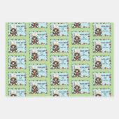 クリスマスギフト猫グリーンおもしろい ラッピングペーパーシート (正面3)