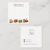 クリスマスギフト玩具トレインスタッドイヤリングディスプレイ スクエア名刺 (正面/裏面)