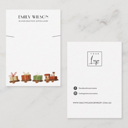 クリスマスギフト玩具トレインネックレスブレスレットディスプレイ 名刺 (正面/裏面)