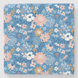 クリスマスギフト生地デザインシンプル花付き ストーンコースター