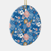 クリスマスギフト生地デザインシンプル花付き セラミックオーナメント (右)