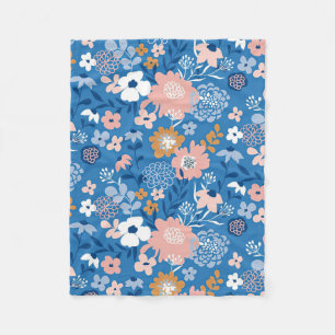 クリスマスギフト生地デザインシンプル花付き フリースブランケット