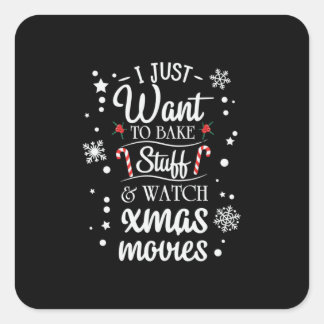 クリスマスギフト私はただ見たいクリスマス映画 スクエアシール
