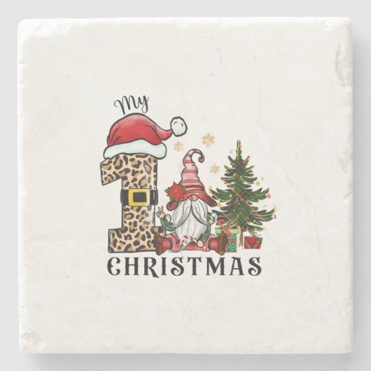 クリスマスギフト自分の初めてのクリスマス ストーンコースター (正面)