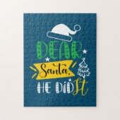 クリスマスギフト親愛サンタ彼はそれをやった ジグソーパズル (縦)