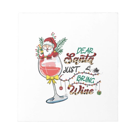 クリスマスギフト親愛サンタJust Bring Wine ノートパッド (正面)